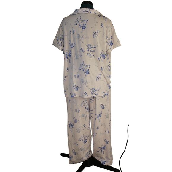 NWT ! LOFT Sleep Blue & White Floral Pajama Set Women’s Size L - Picture 2 of 4